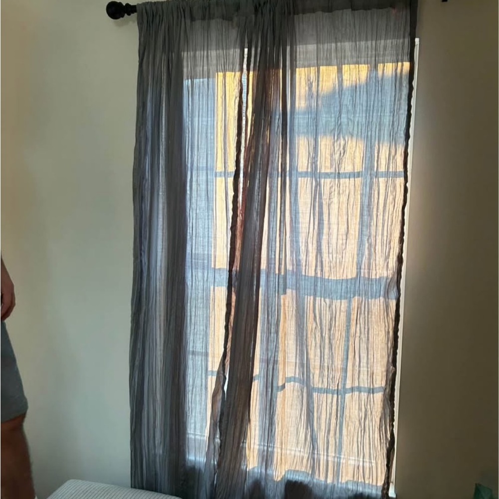 Sheer Gray Window Curtain Panel -